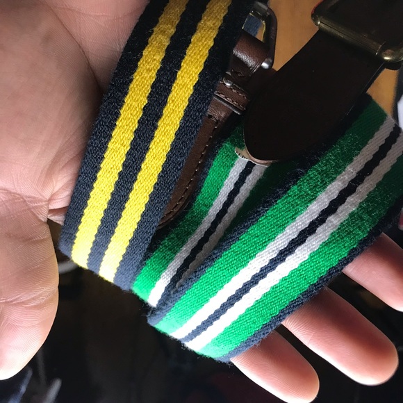 Polo Ralph Lauren Pin Stripe / Leather Belts - Picture 2 of 4